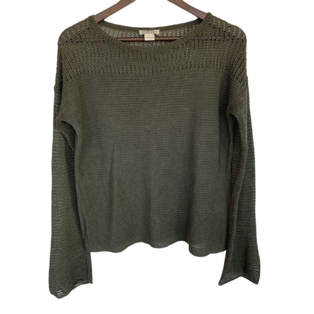 Lucky Brand Dark Green Lightweight Linen Sweater - Large
